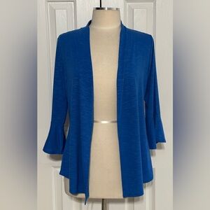 Kim Rogers Open Front Bell Sleeve Cardigan Blue Petite Medium